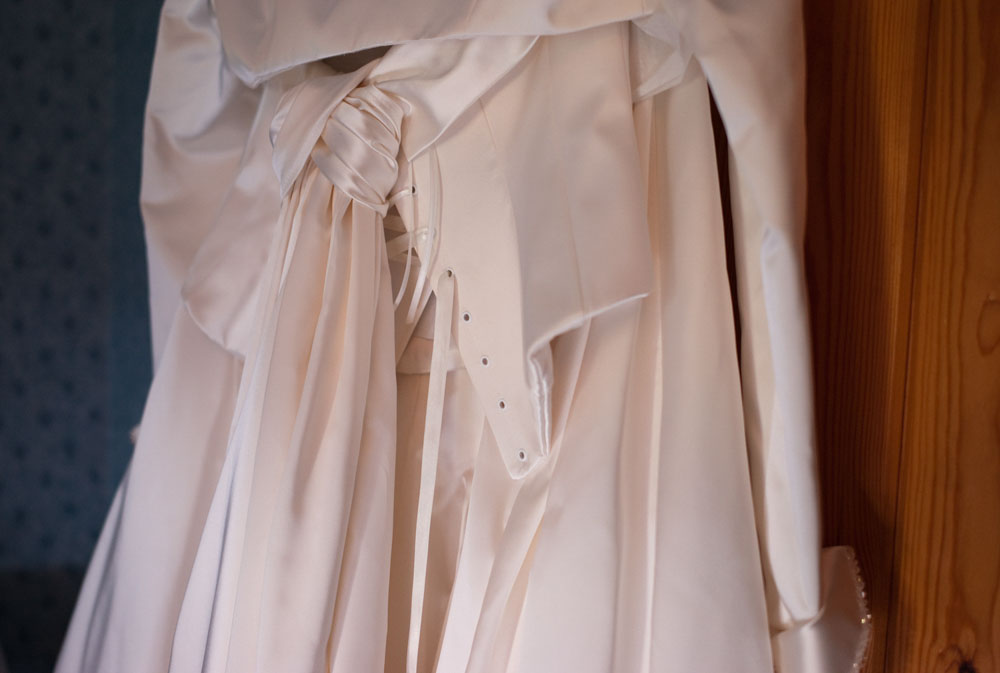Close up of wedding dress details