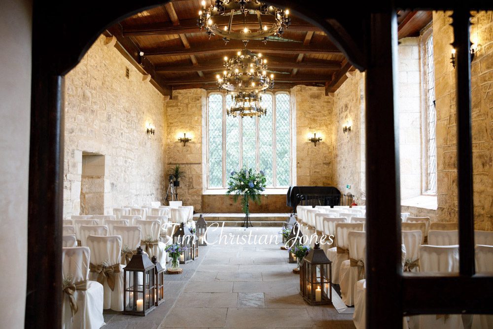 The Priests House Barden Tower ceremony room ready for a romantic Yorkshire wedding.