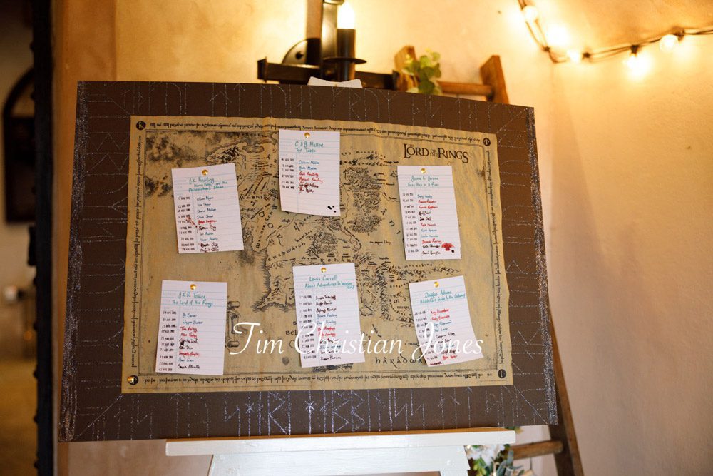 Elegant seating plan for the wedding breakfast at The Priests House.