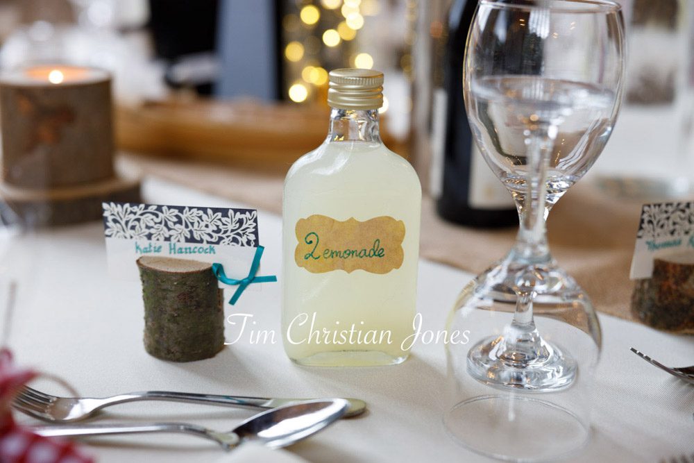 Natural detail of homemade lemonade at romantic Yorkshire wedding.