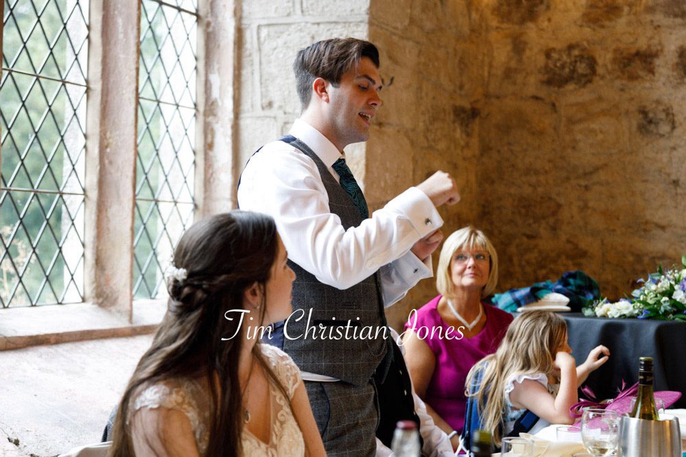 Groom introduces best man for his speech during wedding at The Priests House.